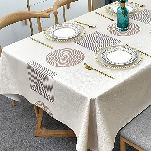 Plenmor Wachstuchtischdecke Plastik Tischdecke Wetterfest, Wachstischdecke Table Cloth Waterproof Wachstuch Tischdecke Rechteckig für Küchen Tischtuch (0-Geometrie, 137 x 215 cm)