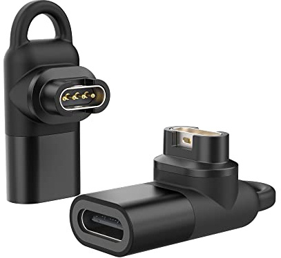 MoKo 2 Pack Portable USB C Adapter Compatible with Garmin Watch | for Fenix, Forerunner, Vivoactive, Instinct, Venu Series, 90° L-shaped Design, Supports Charging & Data Sync