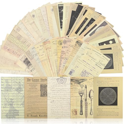 150 Stk Vintage Scrapbook Papier, 5 Stil Scrapbook Zubehör Set, 14 x 20 CM Retro Vergilbte Bastelpapier, Washi Dekopapier, für Sammelalbum Tagebuch Notizbuch Kalender Fotoalbum Bullet Journal DIY Deko