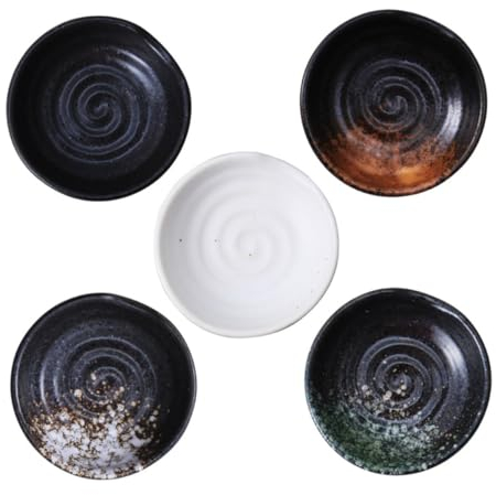 MAGICLULU 5pièces Assiette Céramique Miniature Pour Sauces Et Assaisonnements Style Pour Dips Et Cuisines Couleurs Aléatoires