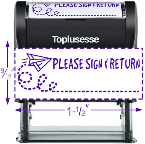 Toplusesse Please Sign and Return Stamp Self Inking Teacher Stamp for Classroom Encouraging Motivational Homeschool Grading Tool Teacher Supplies- Purple Ink