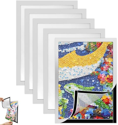 REFORUNG 5 Stück Diamond Painting Rahmen 30x40 cm Magnetrahmen A4 Info-Rahmen Selbstklebend Aufklappbarer Magnetrahmen mit Magnetverschluss Kinderbilder Bilderrahmen for Diamant Malerei Wanddekoration