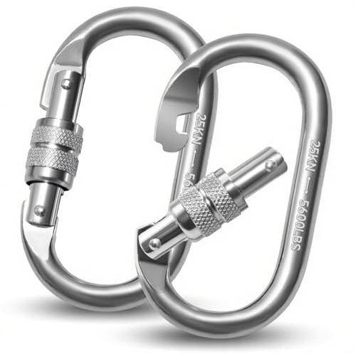 Vipuikos Mosquetón de 25 KN, en forma de O, para cargas pesadas, acero inoxidable, 2500 kg, capacidad de carga, mosquetón para escalada, para yoga, hamaca, camping, columpio