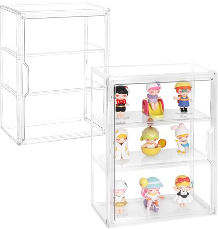 Umisu Vitrine Acrylique pour Collection, Boîte de Rangement Transparente Anti-Poussière avec Porte Magnétique et Panneaux Amovibles, Showcase pour Mini Figurines, Objets de Collection (36x27x13cm)