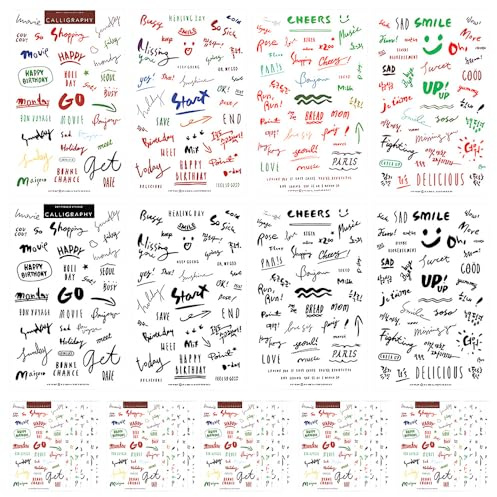 ZSUIQIN 48 Piezas hojas de calcomanías,inspiradoras de palabras bonitas,Pegatinas Para Diario A Prueba Agua,para álbumes de recortes, agendas, ordenadores portátiles, sobres, tarjetas, teléfonos