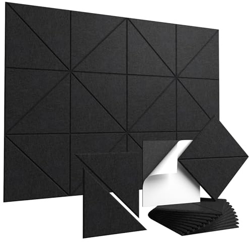 Vieshful Paneles Acústicos Autoadhesivos 20 Piezas 30×30 cm – Paneles Insonorización Decorativos de Fieltro Alta Densidad para Pared, Estudio, Oficina y Hogar, Negro