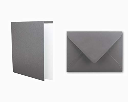 Einladungskarten inklusive Briefumschläge & Einlegeblätter - 25er-Set - Blanko Klapp-Karten in Graphit-Grau - bedruckbare Post-Karten in DIN B6 Format - speziell zum Selbstgestalten & Kreieren