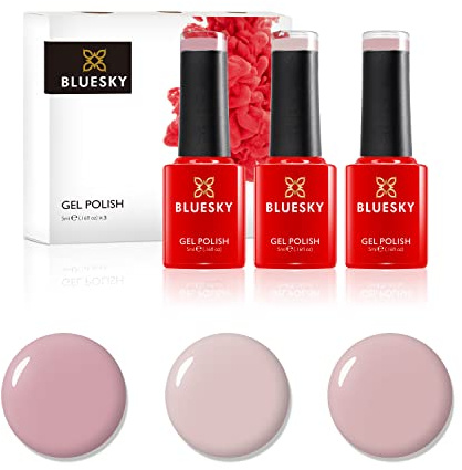 BLUESKY Gel Polish, Miniature Set of Gel Polish, 3 Gel Nail Colours, Nude Collection (Requires curing under UV/LED Lamp), Nudes, 5 ml (Pack of 3)