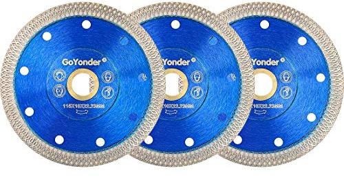 GoYonder 4.5 Inch Super Thin Diamond Saw Blade for Cutting Porcelain Tiles,Granite Marble Ceramics (4.5“Blue-3PCS)