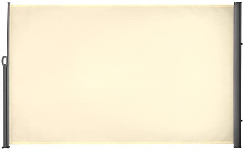 Outsunny Retractable Sun Side Awning Screen Fence Patio Garden Wall Balcony Screening Panel Outdoor Blind Privacy Divider (3x1.8M, Cream White)