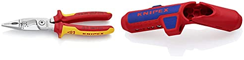 KNIPEX Elektro-Installationszange 1000V-isoliert (200 mm) 13 86 200 & ErgoStrip Universal-Abmantelungswerkzeug (135 mm) 16 95 01 SB