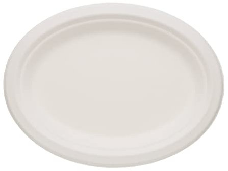 GRADISCO PIATTI OVALI COMPOSTABILI 100 pz - Adatti per ogni occasione. Ideali per alimenti caldi e freddi. Riscaldabile in microonde e forno. Misura 26x19 monouso in polpa di cellulosa/bagassa.