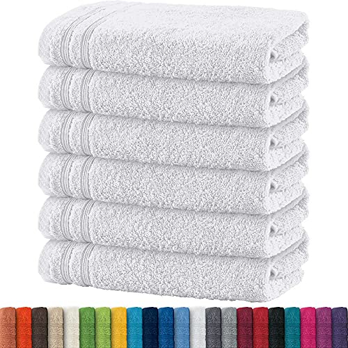 Erwin Müller Handtuch 6er-Pack Heidelberg 100% Baumwolle - saugstark, gut trocknend, kompakt, leichte Qualität weiß Größe 50x80 cm - ideal für Sport, Strand, Reisen