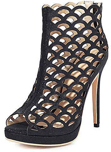 Onewus Damen Sexy Cutout High Heel Sandale Stiefel mit Stiletto und Peep Toe
