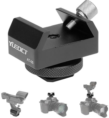 YUEOCT Adaptador de montaje de telescopio de metal con base de cola de milano con agujero roscado de 1/4 pulgadas para cámara réflex digital sin espejo, flash, zapata fría, zapata caliente, zapata