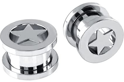 Beydodo Écarteur d Oreilles 6mm, Ecarteur Oreilles en Acier Chirurgical 2 Pièces Tunnels de Chair en Forme D'Étoile