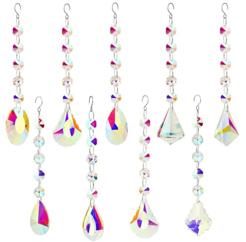 YanBous 10 Piezas Atrapasol en Cristal - Decoración de Ventana de Cristal Arcoíris, Colgante Decorativo de Cristal para Decoración de Casa, Oficina, Ventana, Jardín