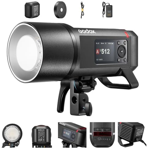 Godox AD600Pro II Lumière stroboscopique d'extérieur 600Ws 2.4 GHz sans Fil TTL Flash Speedlite Ecran TFT pour Le contrôle embarqué Puissante Batterie Li-ION 1/8000s HSS 0.01-0.9s Temps de Recyclage