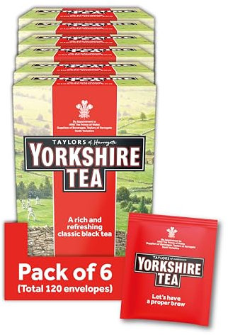 Yorkshire Tea, Individually Wrapped & Tagged Tea Bags, 6 Boxes of 20 Tea Bags (Total 120 Bags)