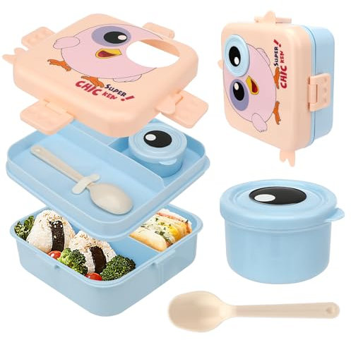 Boîtes bento 1600 ml Empilable Grande boîte à bento Avec Division et tasse à sauce Boîte à déjeuner anti-fuite pour enfants pour enfant avec compartiments pour le travail, l'école, la nourriture