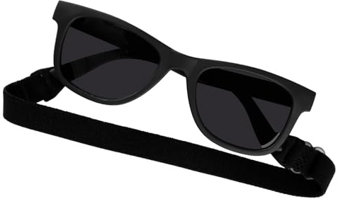 Luckious Baby Sunglasses for Infants - Polarized Silicone Sun Shades with Adjustable Straps for Outdoor Stroller Use - Soft and Comfortable for 0-1 Year Olds(Black)