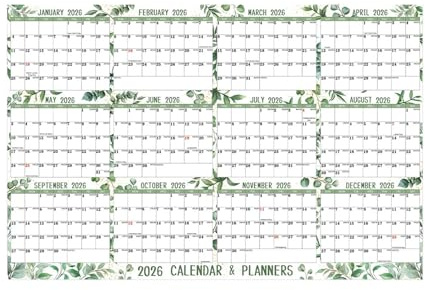 Calendario da parete annuale 2025 - Calendario da parete di 12 mesi, grande pianificatore da parete annuale di 12 mesi, calendario da parete annuale 2025-2026, grande calendario da parete inglese