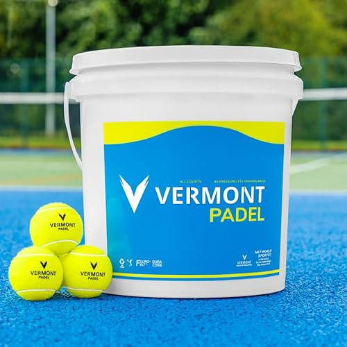 FORZA Vermont Padel-Bälle | Drucklose Trainingsbälle für alle Platzoberflächen – Erhältlich in Einer Tube mit 3 Stück oder einem Eimer mit 60 Stück – Ideal für Anfänger und Trainer (1 Eimer/60 Bälle)