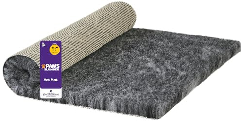 Slumberdown Fleece Pet Mat Small (60 x 40cm) - Ultra-Soft, Quick-Dry & Non-Slip Vet Bedding for Dogs, Puppies & Cats | UK-Made, Breathable, Non-Allergenic, Washable, Grey