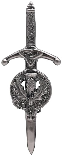 Scottish Kilt Pin for Men – Deluxe Celtic Sword Kilt Pins Design, Handcrafted Clan Badge, Perfect for Highland Dress and Accessories for Formal & Casual Attire (Thistle - Silver Antique)
