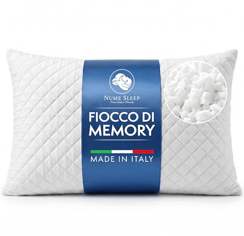Nume Sleep Cuscino Fiocco di Memory Foam 78x48 cm – Guanciale Letto Morbido e Sostenuto, Comfort Adattivo Senza Rigidità – Federa Trapuntata Traspirante con Cucitura Elettrosaldata – Made in Italy