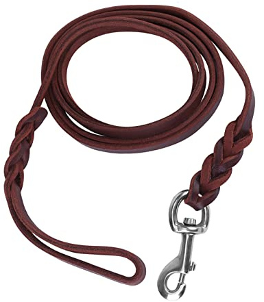 3 olika typer av hundkoppel, säkerhetsrep i nötkalvskinn och läder för promenader, löpning och träning, flätat design med hummerklämma, hållbart koppel för mellan- och stora hundar (Materiallängden