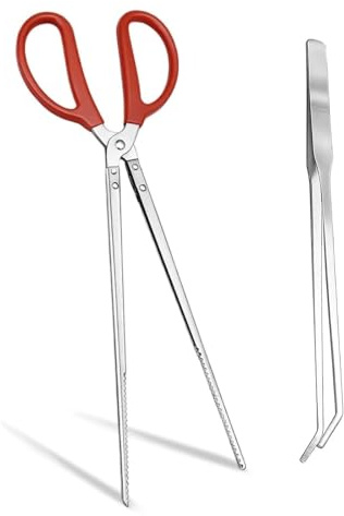MFSKJELF 2 Piece Set Reptile Feeding Tongs, Snake Feeding Tongs, Extra Long Stainless Steel Large Tweezers Heavy Duty Straight Mouth for Reptile Feeding, Water Tank Maintenance and Precision Tasks