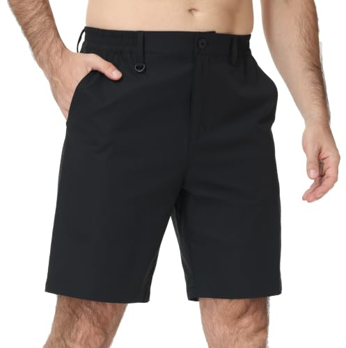 yuyangdpb Golf Shorts 9 Quick Dry Work Chino 4-Way Stretch Performance Mens Shorts for Gym and Running Black XL