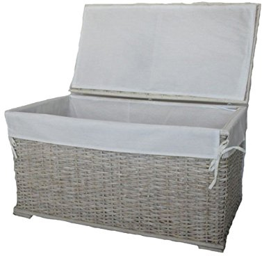 fantasie d oriente Cesto Baule PORTABIANCHERIA Vimini Rattan Bianco SHABY Chic CM 68X40X40H Porta Biancheria Giochi