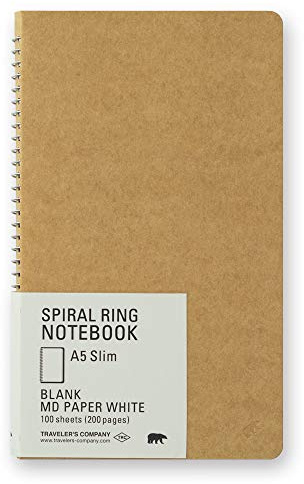 Traveler's Notebook B5 Slim Spiral Bound Blank MD Paper 200 Pages