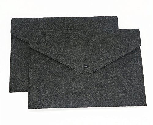Smiling Art Porte-documents en feutre, format A4, porte-documents, porte-documents, classeur, avec bouton-pression Idéal pour le bureau, l'école et l'université 34 x 24 cm (Gris foncé)