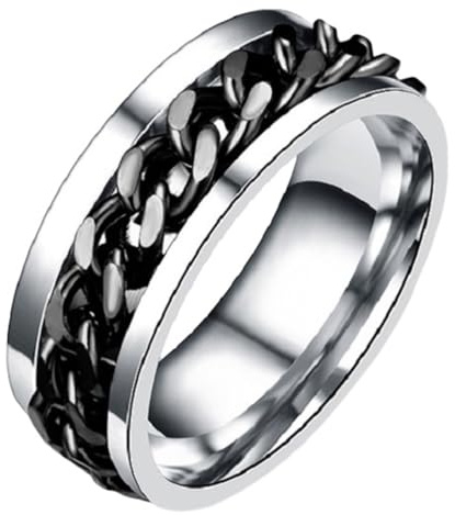 Holibanna Simple Finger Ring Stainless Steel Ring Fidget Band Rings Cool Spinner Rings Fashion Finger Accessories Jewelry for Man Women Street (Black) (5)