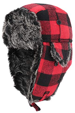 Gisdanchz Casquette Ski avec Masque Détachable Chapka Russe Fourrure Homme Femme Bonnet Chapka pour Ski Chapeau Masque Vetement De Chaude Chaud Trappeur Ushanka Hiver Étanche Rouge