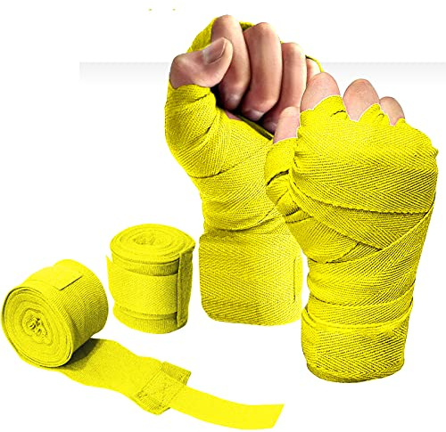 Boxbandagen, Boxbandagen, Innenhandschuhe mit extra breitem Verschluss, Handgelenkschutz für Männer, Frauen, Kinder, ideal für MMA, Boxen, Training, Fitnessstudio, Fitness-Zubehör (Gelb)