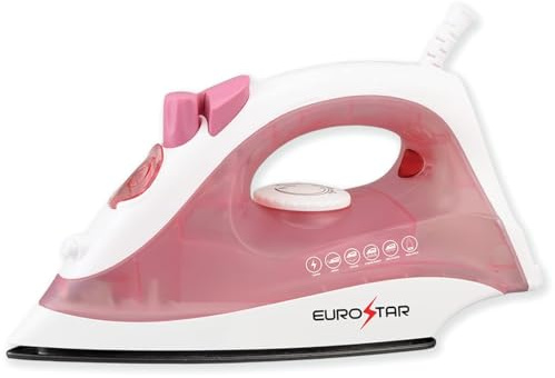 EUROSTAR IR334XP Compact Steam Iron w/Steam Burst & Auto-Shut-Off, Pink
