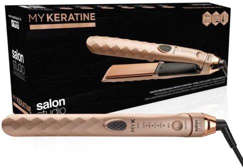 Salon Studio Professional, My Keratine, Piastra Professionale Infusa di Cheratina, Piastra per Capelli con Spegnimento Automatico, Dona Capelli Lisci e Luminosi
