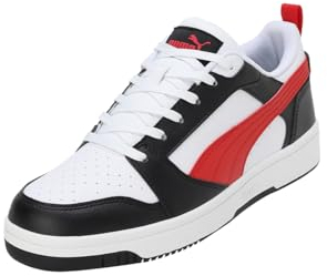 PUMA Rebound V6 Low Unisex Sneaker , Puma White For All Time Red Puma Black, 40.5 EU