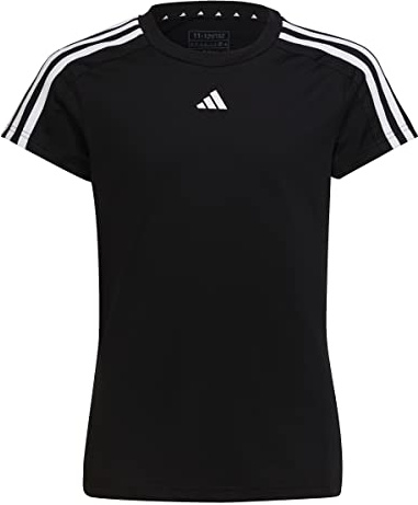 adidas Girl's Train Essentials AEROREADY 3-Stripes Slim-Fit Training Tee, Black/White, 9-10 Years
