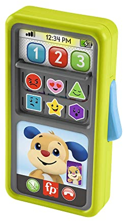FISHER-PRICE Lernspaß 2-in-1 Smartphone, Spielzeugtelefon mit Lichtern und 75+ Liedern, mit Lernspaß-Hündchen und Hundefreundin Zahlen und Formen lernen, (DA, FIN, NOR, SW), ab 9 Monaten/1 Jahr, HNL41