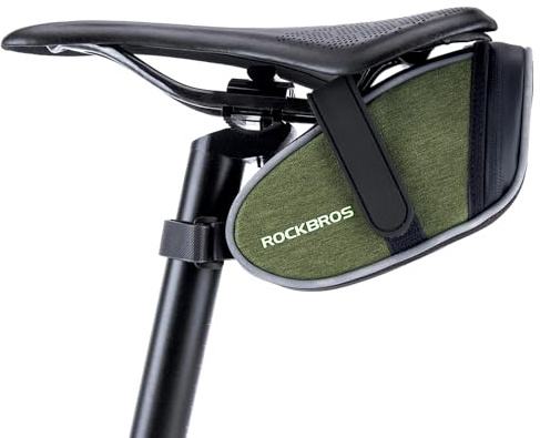 ROCKBROS Borsa Bici da Sella Piccola, Borsello Sottosella per Bicicletta MTB, Capacità Pratica 0.45L, 2 Modelli Installazione Cinghie/Staffa, Accessori Bike