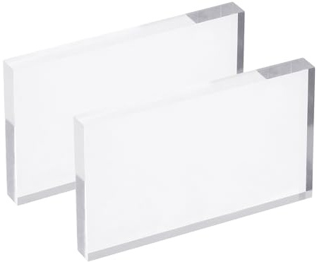 PATIKIL Acrylic Stamp Block, 2 Pack Clear Stamping Block with Grid Line Decorative Mounting Blocks Set Rectangle for Scrapbooking DIY Crafts Card Making
