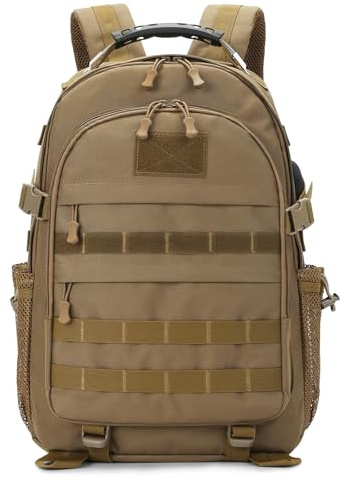 HUNTVP Sac à dos tactique militaire 40 L Grand sac d'assaut 3 jours Sac Molle Sac à dos WR Sac à dos de chasse Sac à dos d'assaut, marron foncé, Sac à dos tactique Militray Sac à dos tactique de