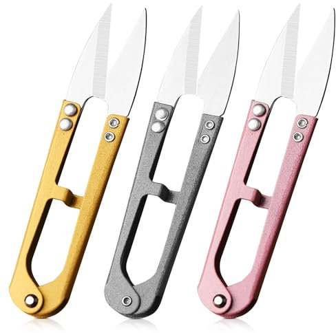 Ubitree 3 Stück Fadenscheren aus Edelstahl, 10 cm Nähschere zum Präzisen Schneiden von Faden und Garn, Bonsai Beschneiden Schere Mini Gartenschere für Bastelarbeiten und Pflanzenpflege