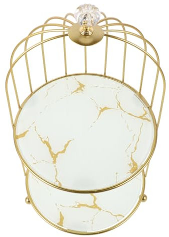 MUCKLILY Présentoir À Gâteau De Mariage À 2 Niveaux en Métal en Forme De Cage À Oiseaux Présentoir À Cupcakes Desserts Organisateurs De Bijoux Aliments Fruits Bonbons Plateau De Service