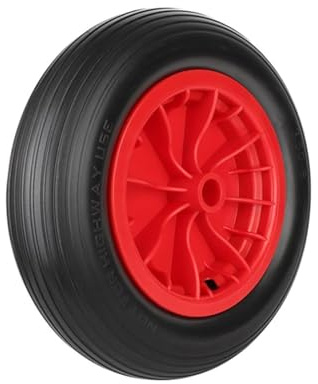 Trintion 14-Zoll-Schubkarrenrad 3.5 8 PU Pannensicheres Vollrad Robuster Ersatzreifen für Gartentrolley Schubkarre Go-Kart Anhänger LKW (Rot)